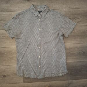 Agnes B Gray Casual Button Down Shirt with Micro-Print